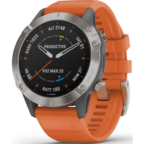 Jual Garmin Fenix 6 Multisport GPS Smartwatch 47mm Sapphire Titanium with  Ember Orange Band (AGA-010-02158-55) Harga Terbaik