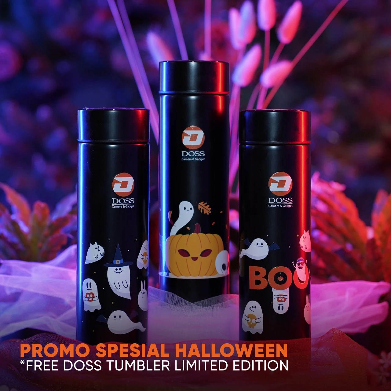 Ada yang asik lagi nih di DOSS dan makin setia berbelanja. Karena di Bulan Oktober ini DOSS mengadakan Promo Belanja Spesial Halloween! Dapatkan gratis DOSS Tumbler Limited Edition yang kece banget ini dengan belanja minimal 2.5 Juta Rupiah di Store DOSS