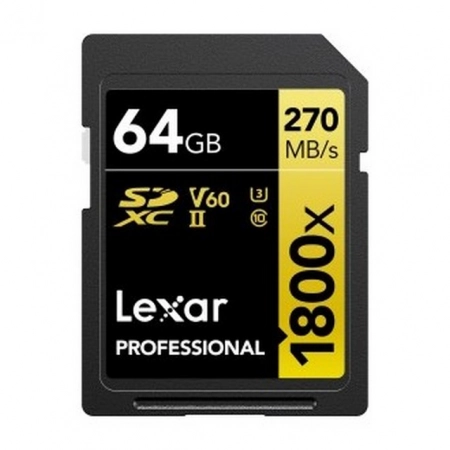 Lexar 64GB Professional 1800x SDXC UHS-II Memory Card
