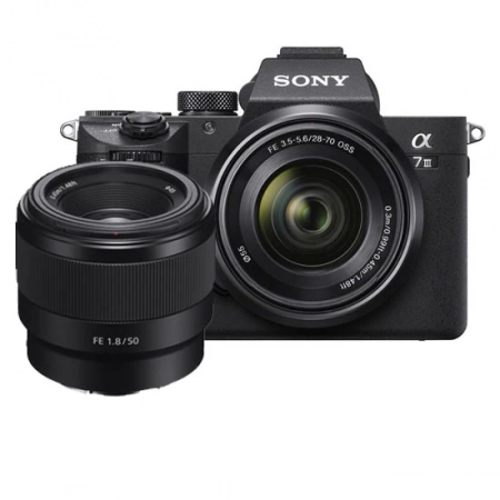 Sony Alpha a7 III Mirrorless Digital Camera with 28-70mm Lens + Sony FE 50mm f1.8 Lens