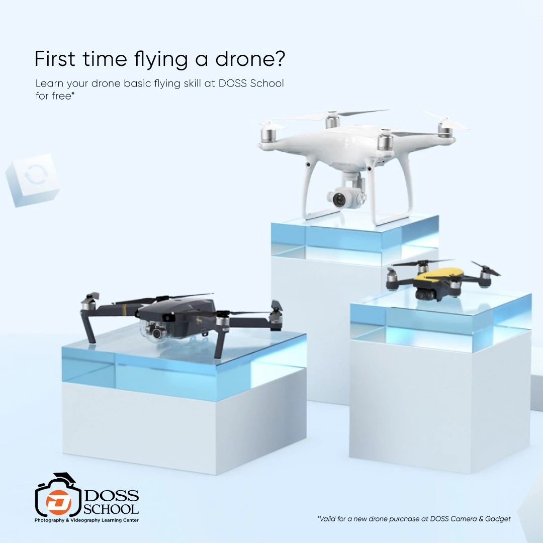 Kamu bisa mendapatkan pelatihan Drone basic ini secara GRATIS buat kamu yang telah membeli unit Drone DJI di DOSS