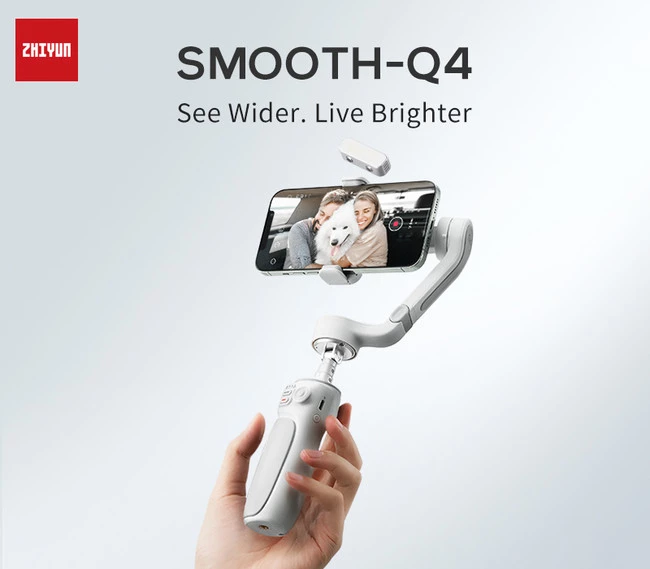 Merek gimbal stabilizer yaitu Zhiyun telah meluncurkan gimbal smartphone ringkas baru yang disebut Smooth Q4, yang beratnya hanya 370g.