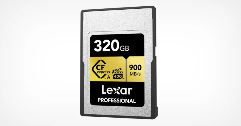 Lexar telah mengumumkan kartu baru CFexpress Type A berkapasitas lebih tinggi. Dikategorikan ke dalam lini Gold, kartu 320GB menjanjikan kecepatan baca hingga 900 MB/dtk dan kecepatan tulis 800 MB/dtk.