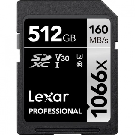 Lexar 512GB Professional 1066x UHS-I SDXC Memory Card (SILVER Series)