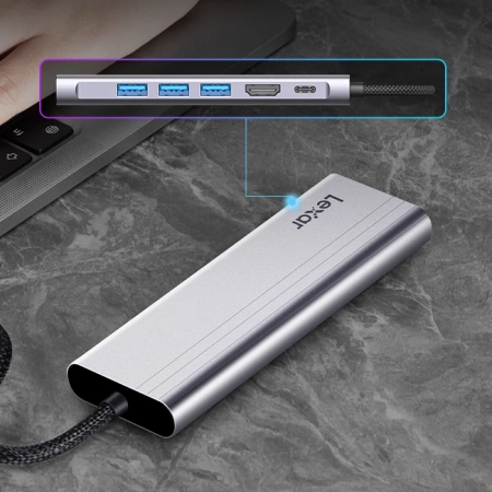 Lexar H31 7in1 USB C Hub HDMI SD microSD Power Delivery 100W