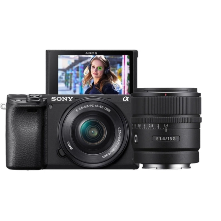 Sony Alpha a6400 Mirrorless Digital Camera with 16-50mm  Black With Sony E 15mm f1.4 G Mirrorless Lens