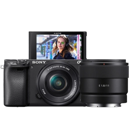 Sony Alpha a6400 Mirrorless Digital Camera with 16-50mm Black With Sony E 11mm f1.8 Mirrorless Lens