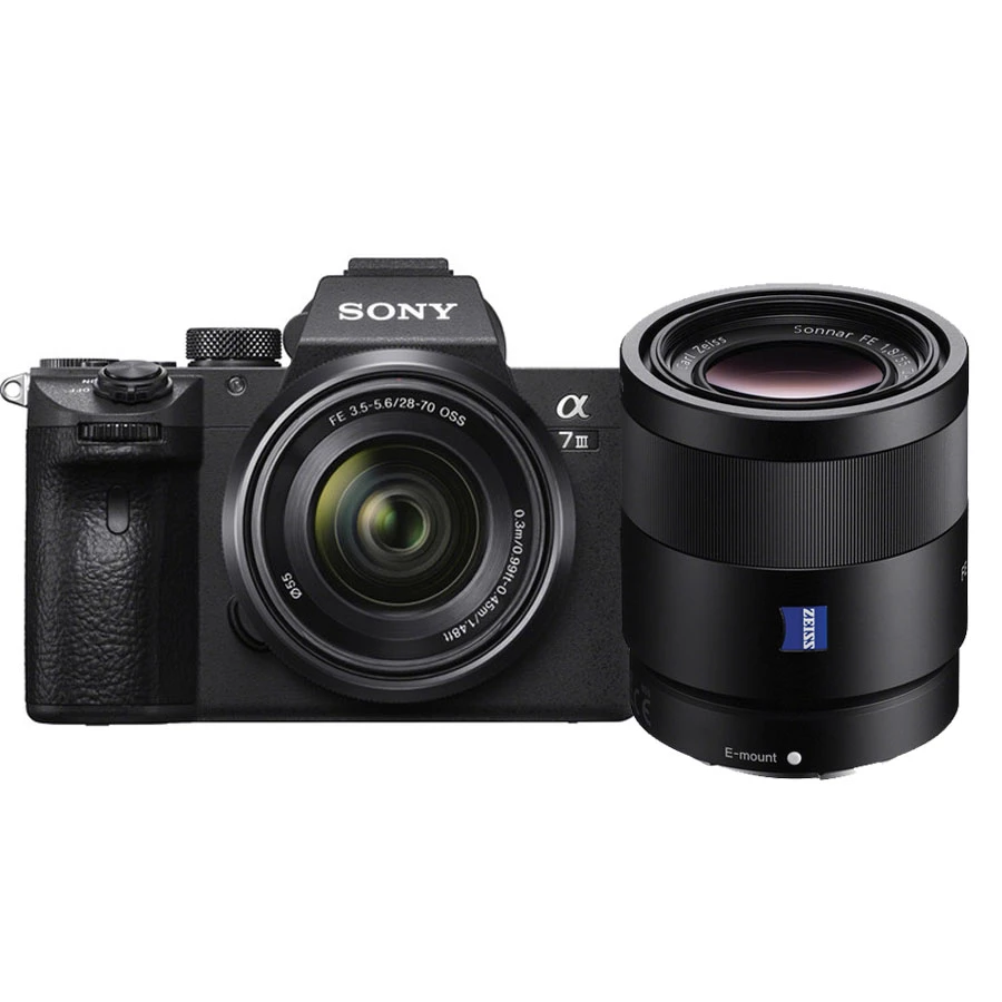 Sony a7 III Mirrorless Camera with 28-70mm & FE 55mm f1.8 ZA
