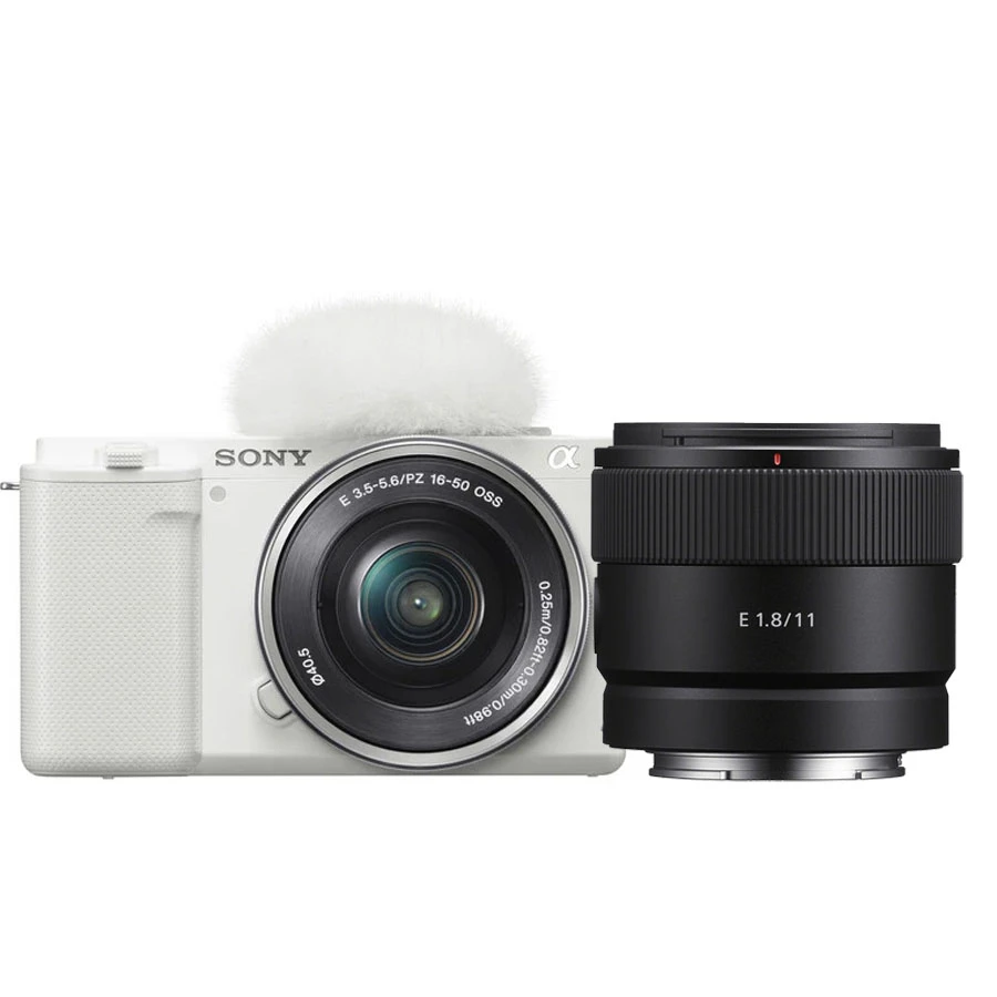 Sony ZV-E10 Mirrorless Camera with 16-50mm (White) With Sony E 11mm f1.8 Mirrorless Lens