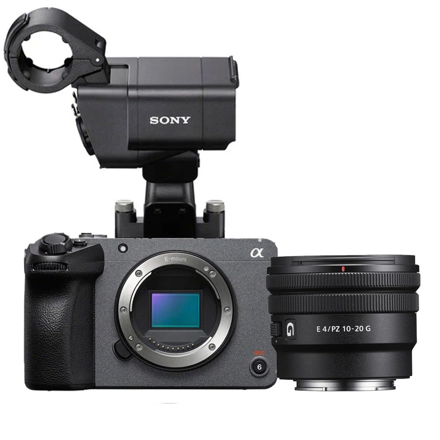 Sony FX30 Digital Cinema Camera XLR Handle Unit with E 10-20mm f4 PZ G Mirrorless Lens