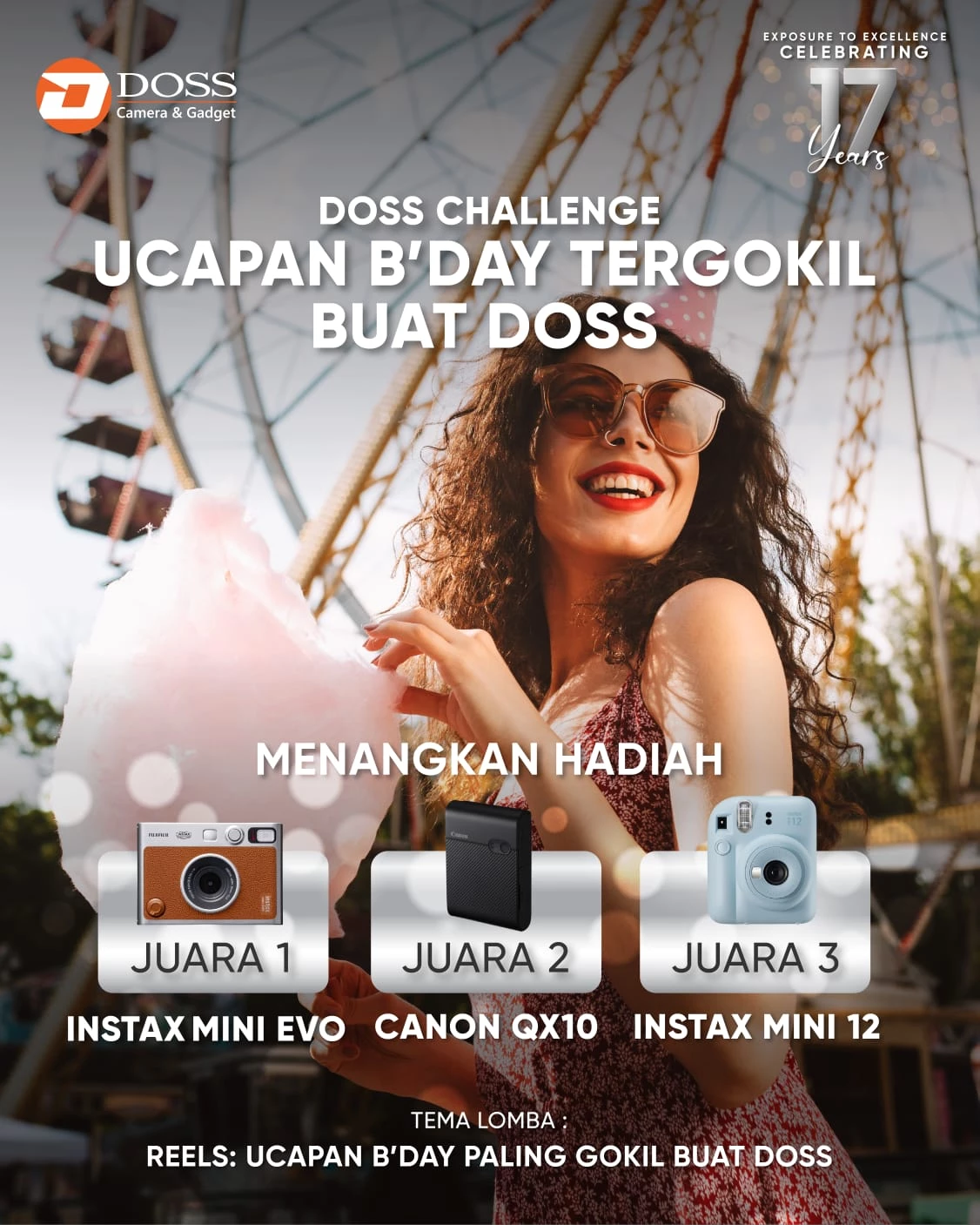 DOSS akan merayakan hari jadinya yang ke-17 tahun pada 8 Agustus 2023 nanti. Sahabat DOSS bisa banget buat ikutan lomba membuat ucapan, doa, dan harapan sekreatif mungkin.