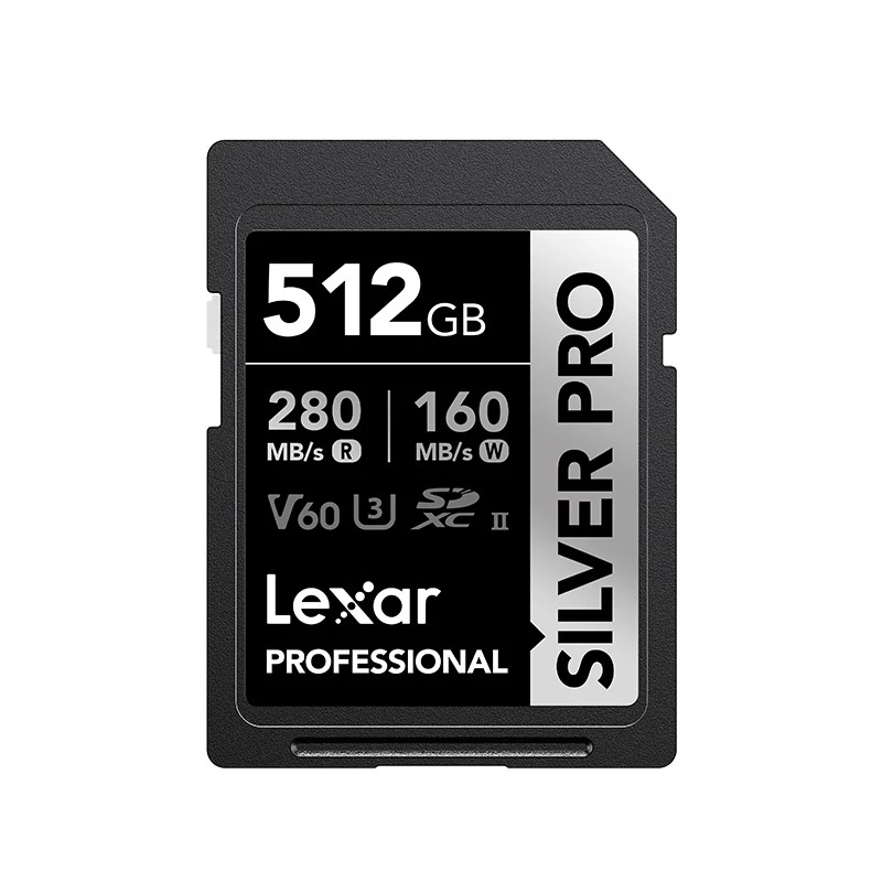 Lexar 512GB Professional SDXC SILVER PRO UHS-II Memory Card 280MB/s