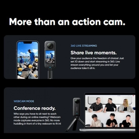 Insta360 X3 with 64Gb Memory Card Combo, Dual-Mode 360, 5.7K Dual-Lens 360  Auto-Stitched Camera – Design Info