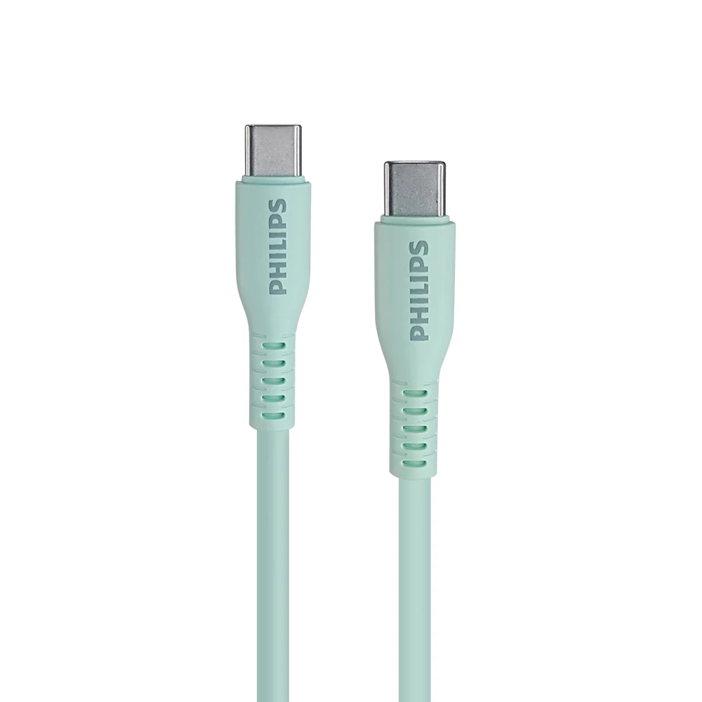 Philips DLC8601V USB-C to C Soft Silicone Cable PD 60W 1.2M Pastel Color - Green