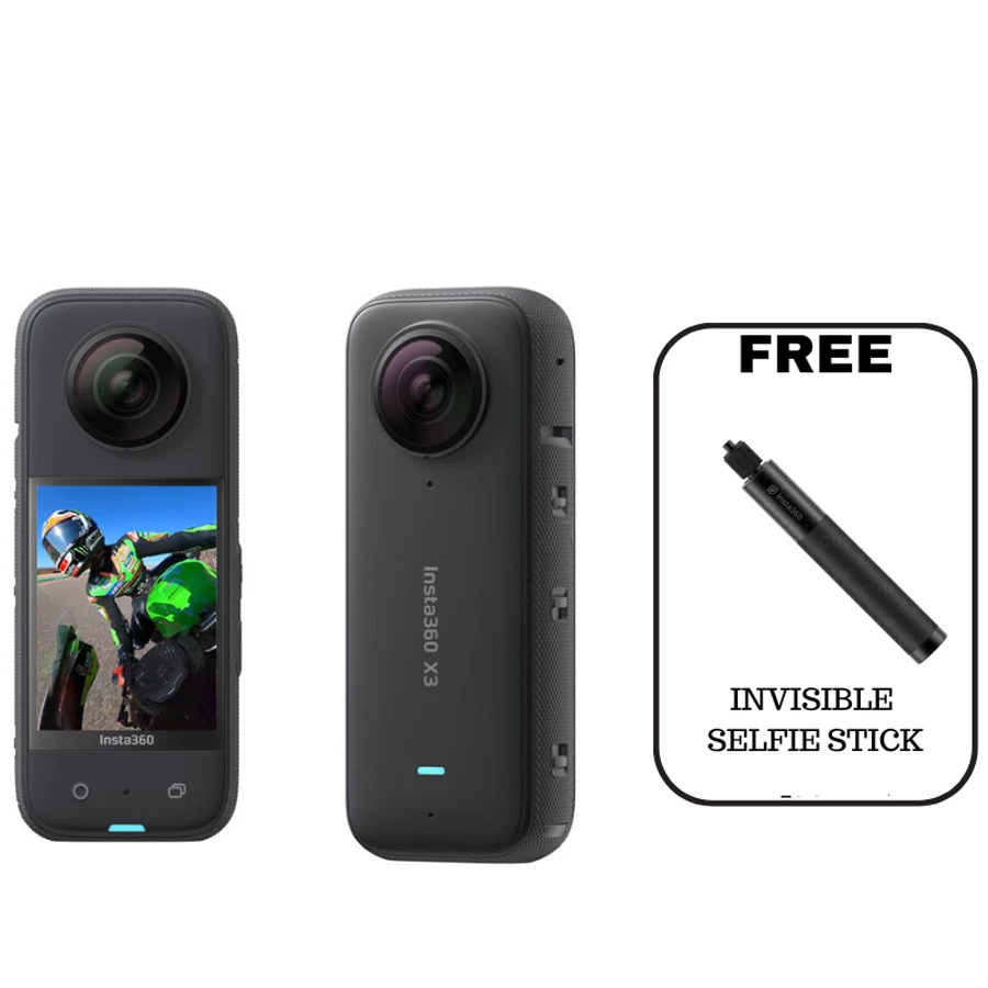 Insta360 X3 360 Waterproof 360 Action Camera with Invisible Selfie Stick 70cm