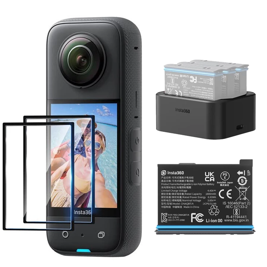 Insta360 X3 Waterproof 360 Action Camera + Screen Protector + Battery + Fast Charge Hub