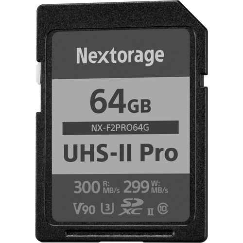 Nextorage NX-F2PRO SDXC UHS II 64GB 300MB/s Max Read Speed, 299MB/s Max Write Speed U3 CL10 V90