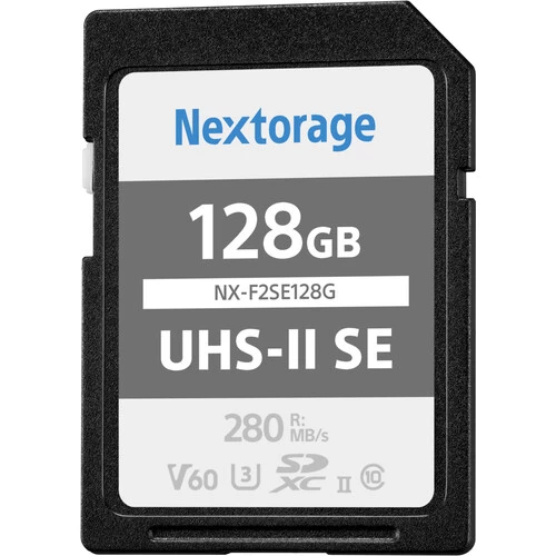 Nextorage NX-F2SE SDXC UHS II 128GB 280MB/s Max Read Speed, 100MB/s Max Write Speed U3 CL10 V60