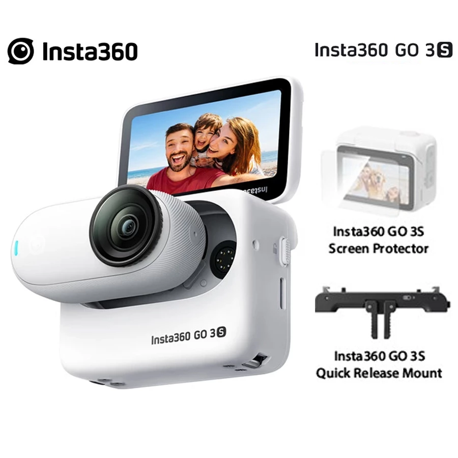 Insta360 GO 3S (128GB) Standard Artic White with Screen Protector + Quick Release Mount