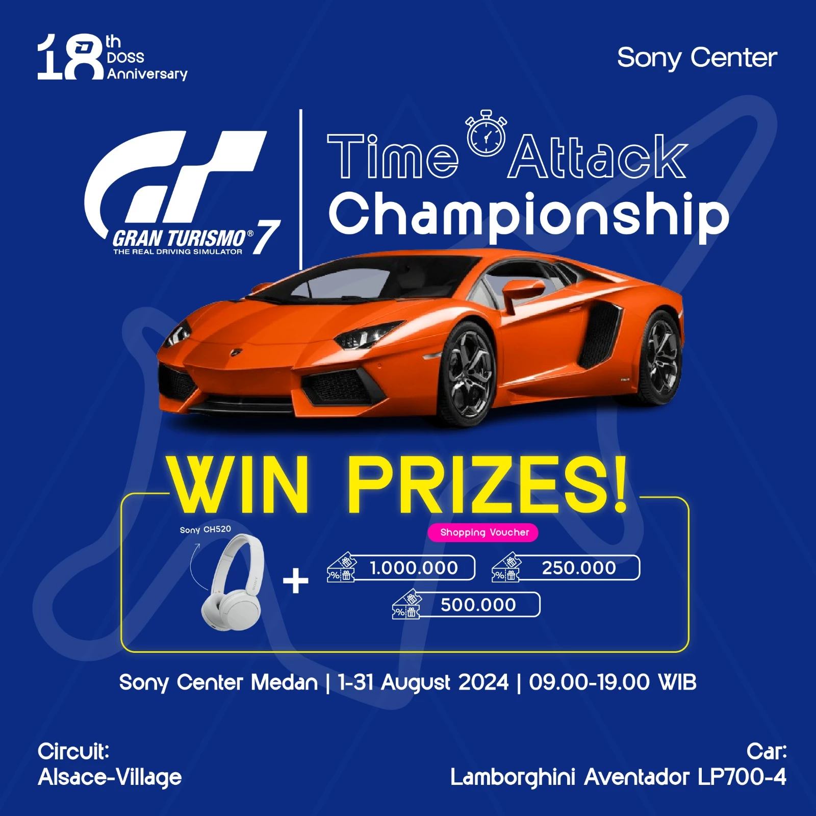 Ayo Ikutan Gran Turismo Time Attack Championship Special DOSS Anniversary 18th di Sony Center Medan dan Menangkan Hadiahnya.