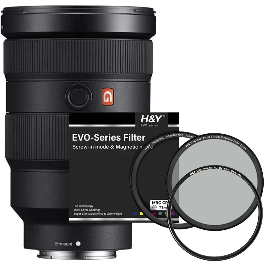 B2G Sony FE 24-70mm f2.8 GM Lens  with H&Y Filters 82mm HD MRC UV Filter (MRU82)+H&Y HD EVO Circular Polarizing Filter 82mm EPL82