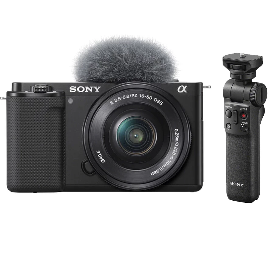 Sony ZV-E10 Mirrorless Camera with 16-50mm Black With Sony GP-VPT2BT Wireless Shooting Grip Black