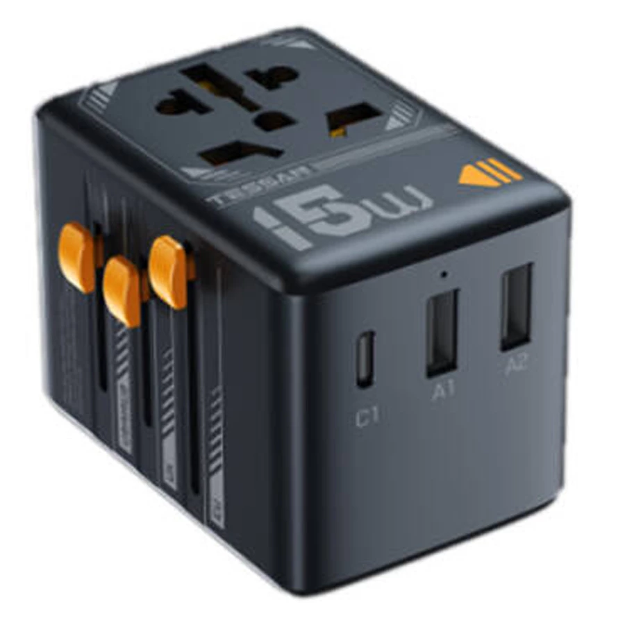 Tessan Travel Adapter 2 USB A + 1 USB C (15W) TS-WTA01